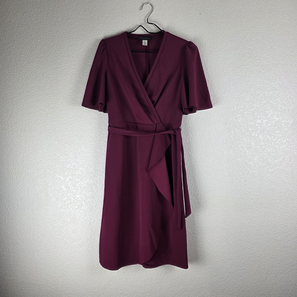 Donna Morgan Plum Wrap Midi Dress